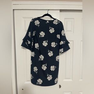 Navy blue dress with white flowers